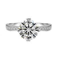 moissanite diamond ring original 18k white gold ring engagement classic round finger rings luxury 2 0ct lab diamond wedding wome
