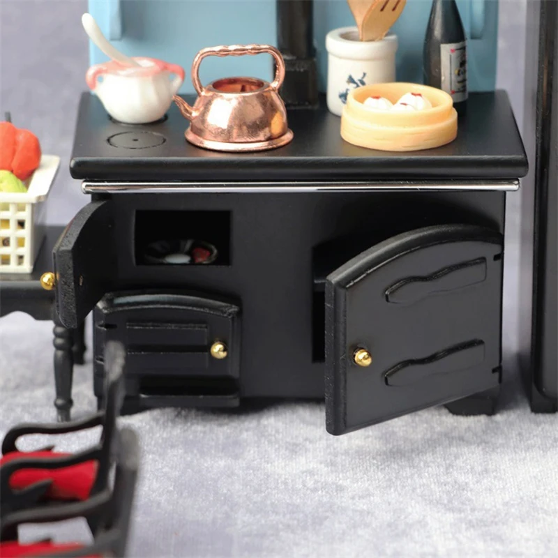 

Mini Furniture Model 1:12 Retro European Style Kitchen Stove Miniature for Dollhouse Kitchen Supplies