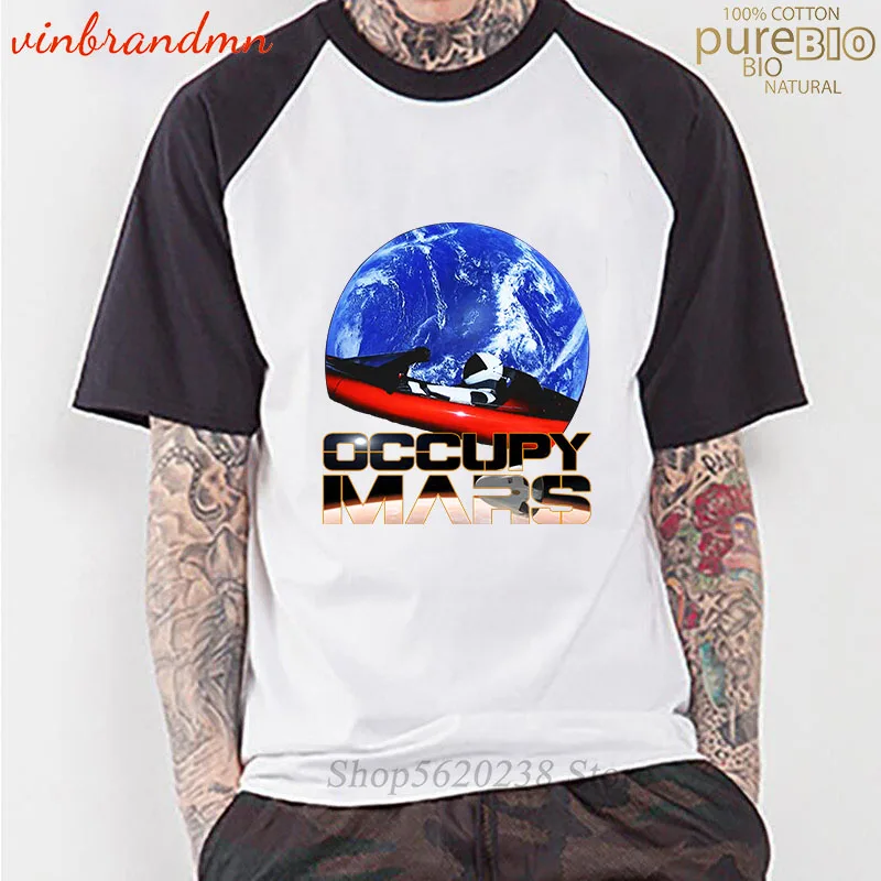 Лидер продаж Мужская футболка с принтом занимать Марс коротким рукавом