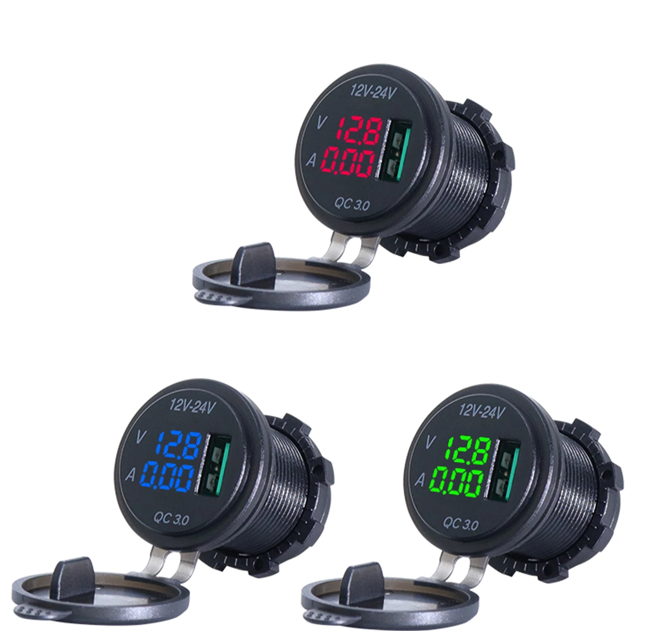 

3.0 USB Cigarette ligh Charger Socket Outlet Power Charger Blue LED Digital Display Universal 5V3A for Car Boat Car Accessories