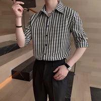 shirt mens ins summer fashion brand loose design stripe check advanced medium sleeve the new listing a formal occasions