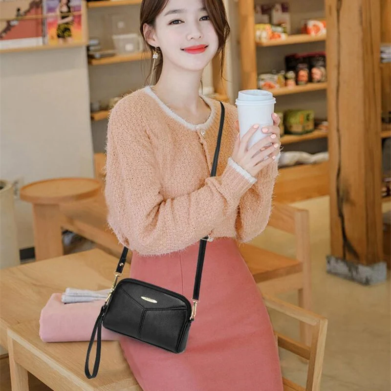 

Solid Color Small PU Leather Crossbody Handbags for Women Lady Shoulder Messenger Bags Bolsa Wristlet Clutch Purse