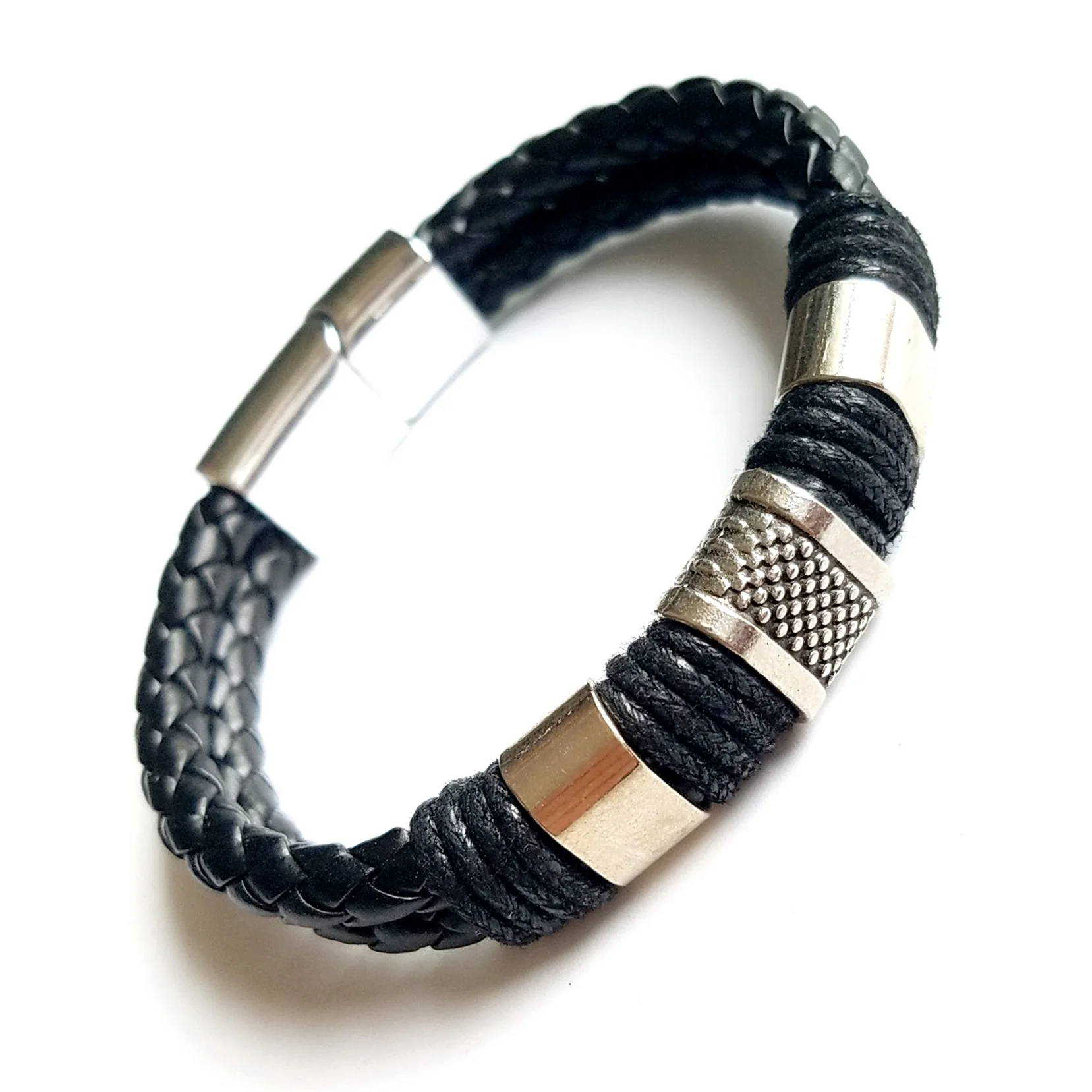 Новый креативный кожаный браслет с магнитной пряжкой из сплава мужской Простой