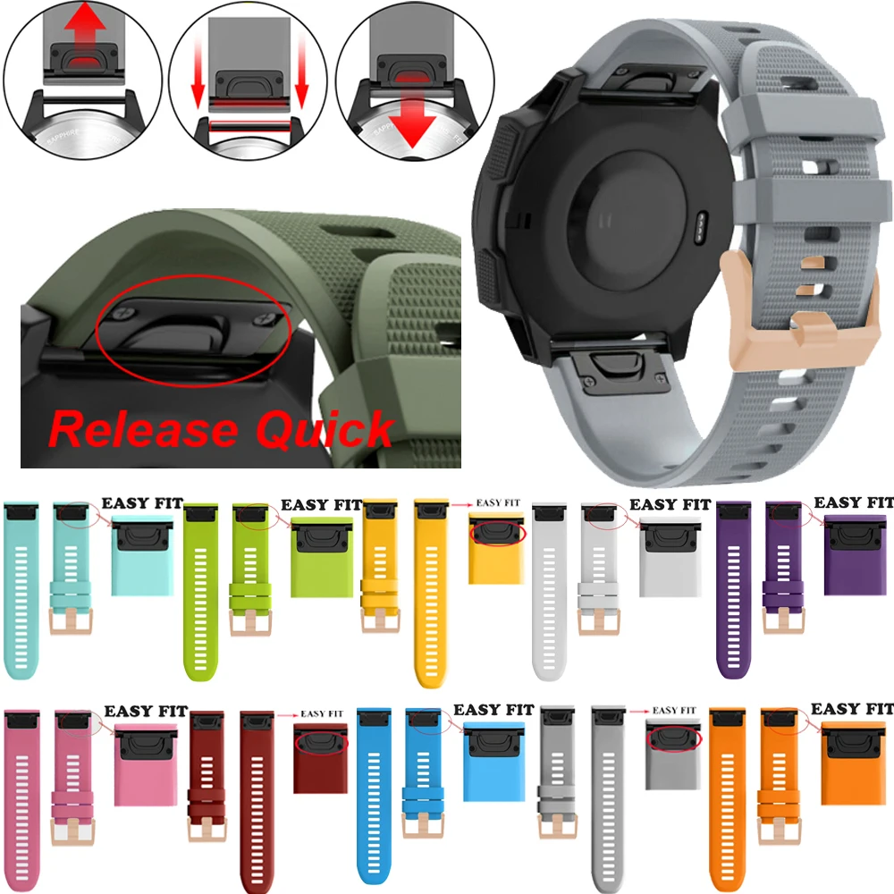 Умные браслеты для Garmin Fenix 6S 6X pro 5X 5S plus 3HR MK1 Forerunner 935 945 быстросъемный силиконовый