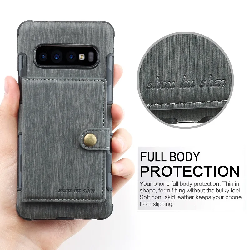 Чехол-книжка для Samsung galaxy S10 + с отделениями карт и задней крышкой S8 S9 S20 note 8 9 10