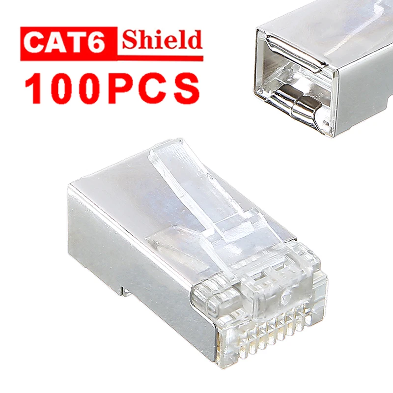 POHIKS 100 шт. RJ45 экранированный разъем сетевой кабель Высокое Скорость металла с