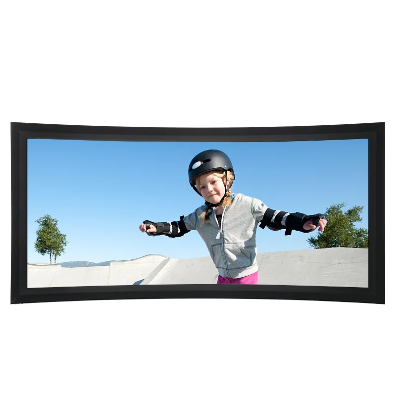 

120 дюймовый экран проектора кинотеатра фиксированная рамка изогнутый экран hd 3d изогнутый экран проектора
