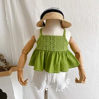 girls summer suit 2021 new little girl baby sleeveless top shorts childrens vest suspenders two piece suit girl outfits
