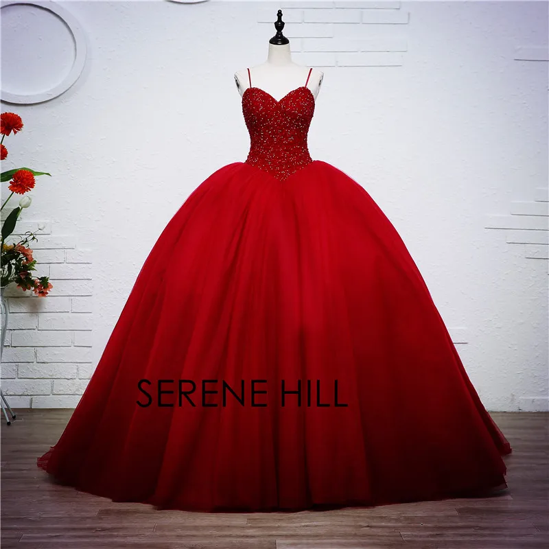 2021 роскошное бальное платье с кристаллами Красное свадебное принцессы бисером