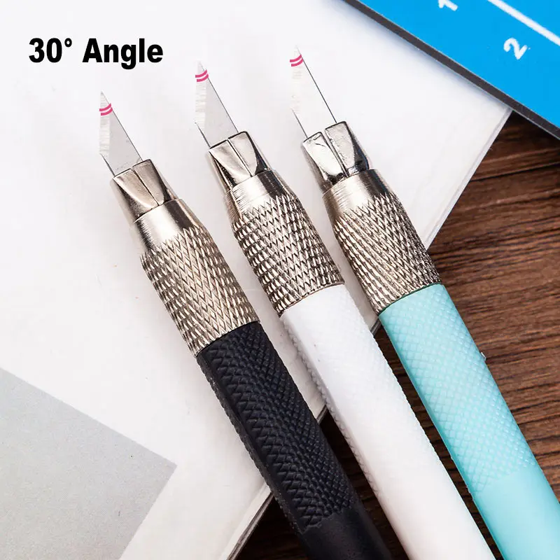 

30° Art Utility Knife With 12Pcs Blade Set Paper Cutter Pen Knives Handicraft Carving Engraving Sculpture Tool Stationery Supply