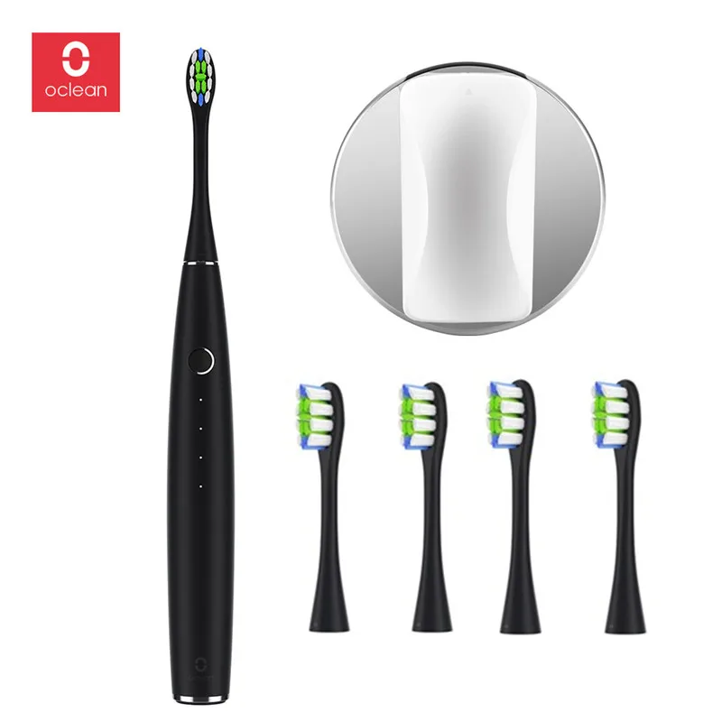Black Set 4Pcs Heads Oclean одна электрическая зубная щетка набор с 4 щетками+ 1 настенный держатель приложение управление перезаряжаемая зубная щетка для дома - Цвет: Black Set 4Pcs Heads