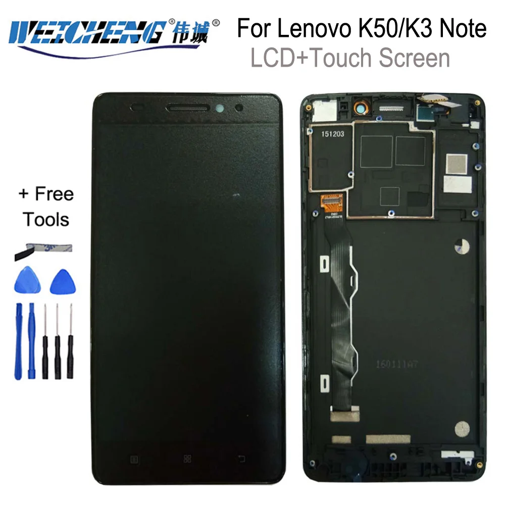 Жк-дисплей с дигитайзером для Lenovo K50 5 дюйма K3 Note сенсорный экран в сборе замена