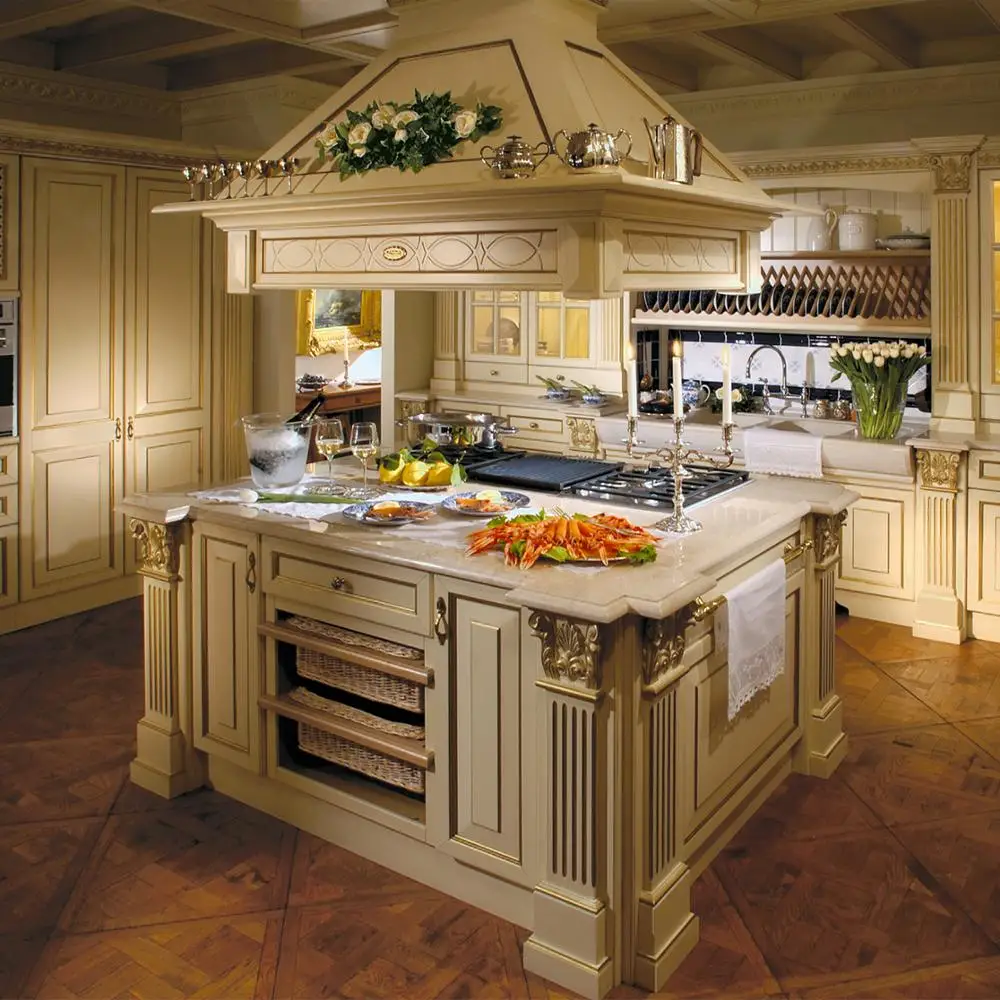 Античный индивидуальный кухонный шкаф из цельного вишневого дерева с римской