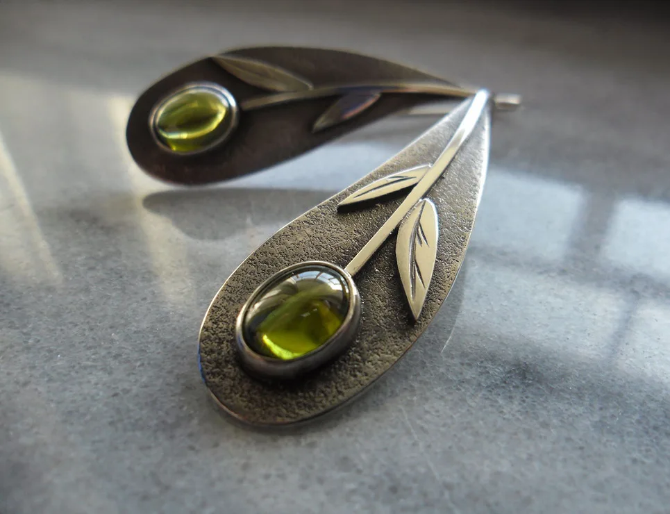 Винтажные серьги в виде растений Листьев Оливковой Кожи женские этнические