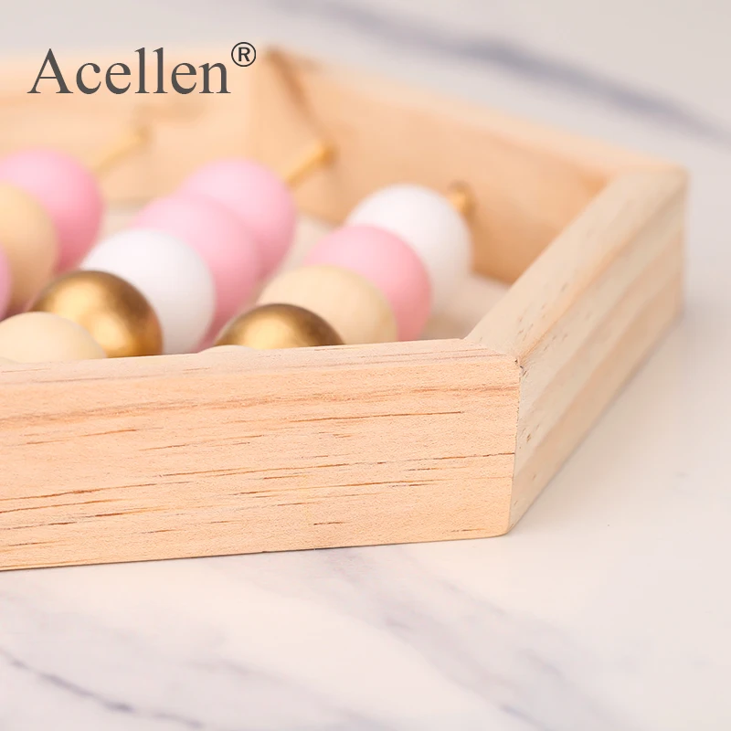 Nordic Style Natural Wooden Abacus with Beads Craft Baby Early Learning Educational Toys Scandinavian Style Child Room Decor