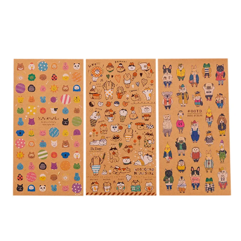 

Kraft Paper Resto Cat Stickers Cute Kawaii Animal Journal Stationery Stickers Scrapbooking Journaling Stationery Diary