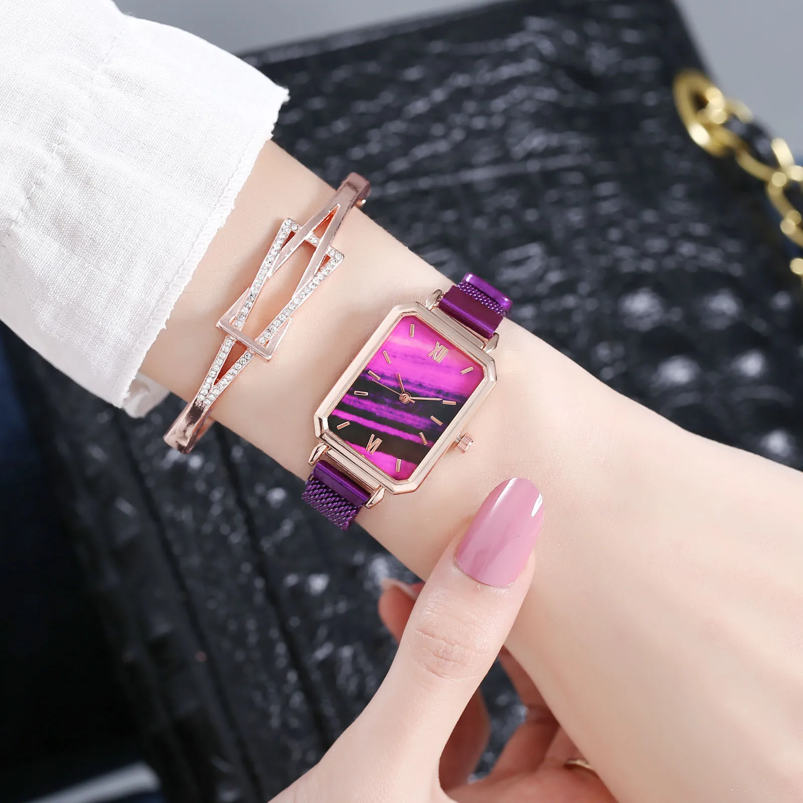 Часы наручные женские кварцевые с квадратным циферблатом модные повседневные