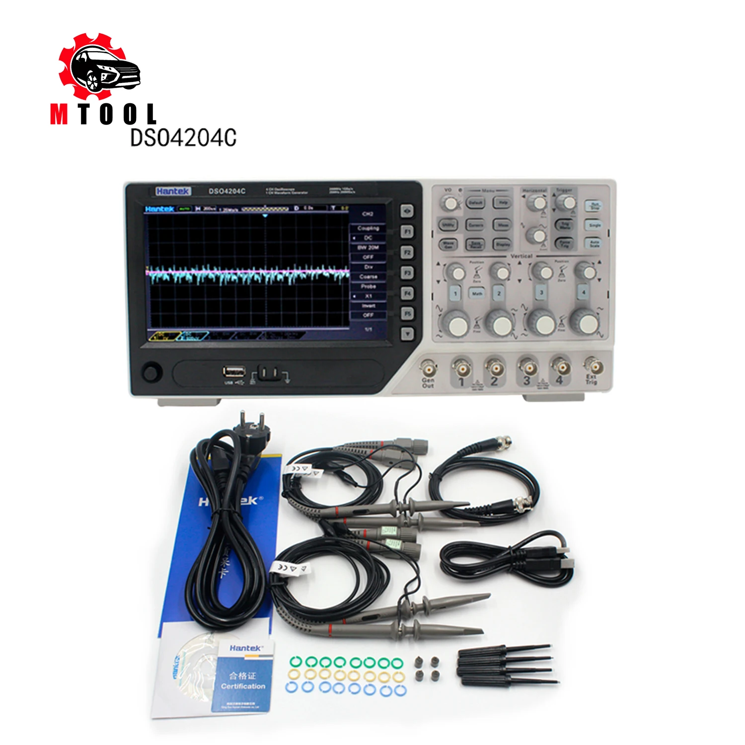 

Цифровой осциллограф Hantek DSO4204C 200 МГц 4-канальный портативный USB-осциллограф автомобильный + EXT + DVM + Функция автоматического диапазона
