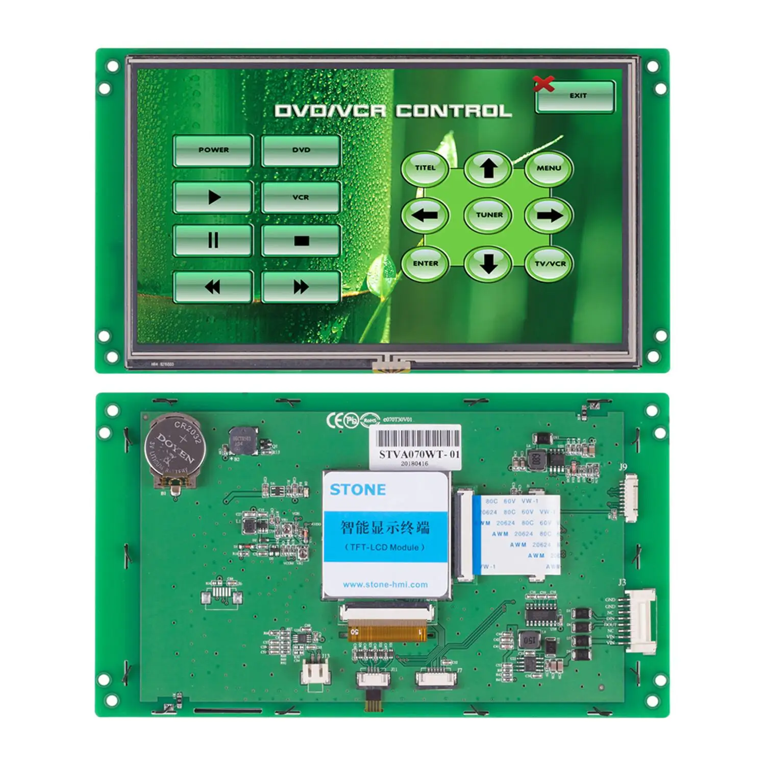 STONE 7 inch HMI Smart TFT LCD Display Module with Controller  Board+ Program + Touch Screen + RS232/RS485 Interface