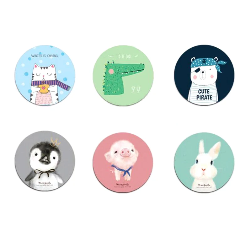 1 шт. круглый резиновый коврик для мыши с мультяшным животным нескользящий