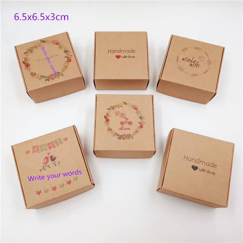 

50 pcs 65*65*30mm Kraft Paper Aircraft Gift Boxes Handmade Soap Packing Box Jewelry/Cake/Handicraft/Candy Storage Paper Boxes