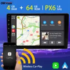 Автомобильный мультимедийный плеер, 9 дюймов, 1DIN, Android 10, GPS, радио PX6, 4 Гб + 64 ГБ, Авторадио для VW Toyota, Nissan, Kia, Honda, HDMI, беспроводной Carplay, DSP