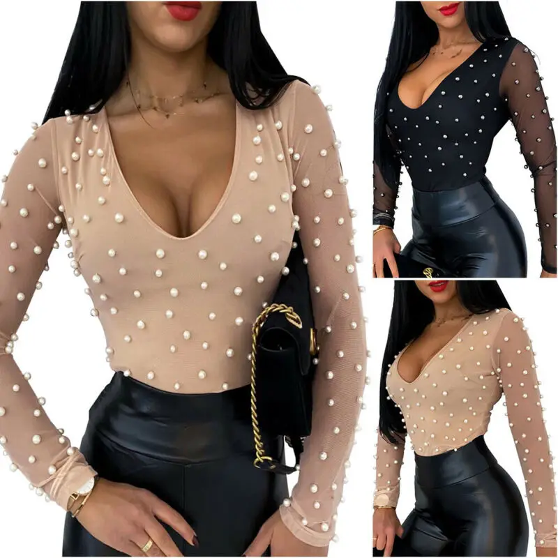 

Женская Сексуальная футболка с длинным рукавом, блузка с V-образным вырезом, Тонкий Повседневный пуловер, Базовая футболка