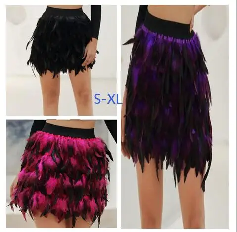 Новинка лета 2021 Женская мини юбка с черными перьями модная пикантная элегантная