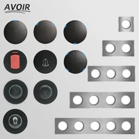 avoir wall light switch led indicator gray aluminum panel power sockets and button switches black module diy free combination