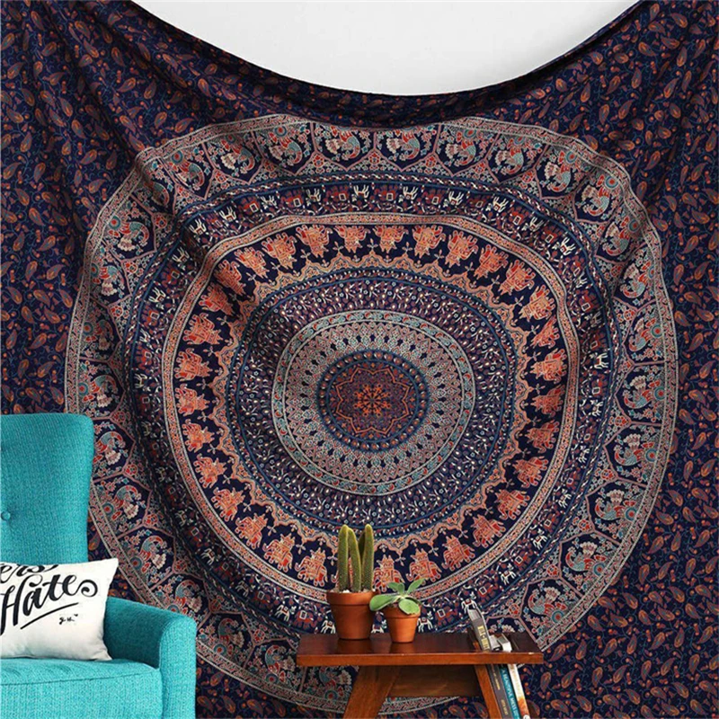 Hanging Wall Tapestry Mandala Floral Hippie Trippy Elephant Polyester Carpet Boho Decor Home Mattress Blanket 200X150Cm | Дом и сад