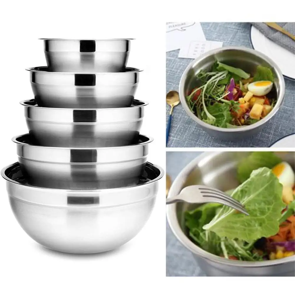 

1pcs Steel Mixing Bowls Non Slip Whisking Bowls For Salad Outdoor Camping Cooking Portable Tableware Kitchen Cookware