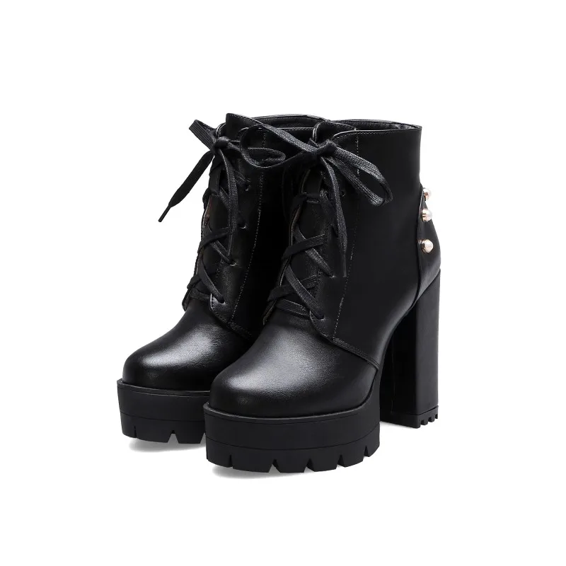 Женские ботильоны с перекрестными ремешками водонепроницаемые ботинки жемчугом