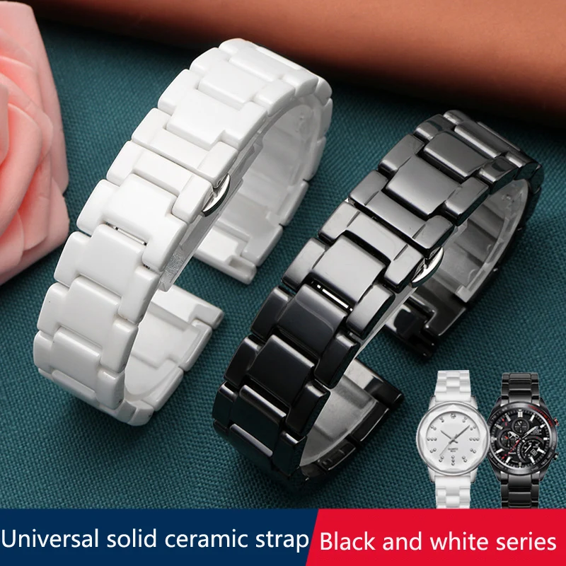 

Ceramic watch bracelet 14mm 15 16 17 18 19 20 21mm 22mm watchband white black strap wristwatches band not fade water resistant