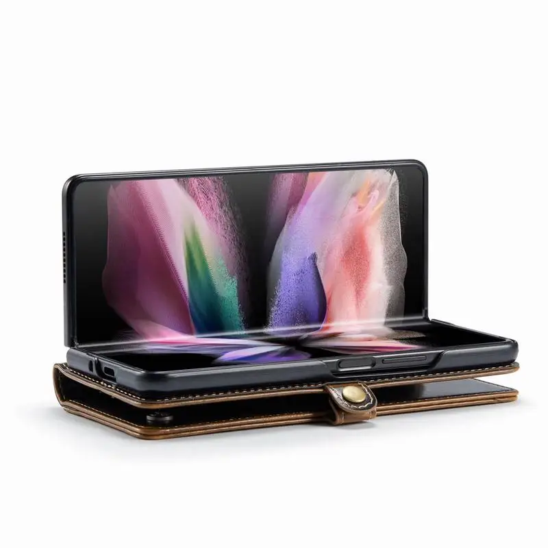 Kup Do Samsung Galaxy Z Fold 3 Etui Luksusowe Skórzane Etui Na Wizytówki Składana Okładka Odporna Na Wstrząsy Protector Z Składanym Portfelem 4 5G Fold3