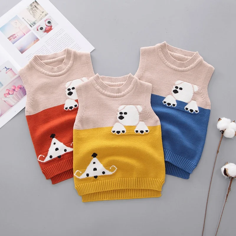 Детский свитер с героями мультфильмов жилеты хлопковые детские теплые вязаные