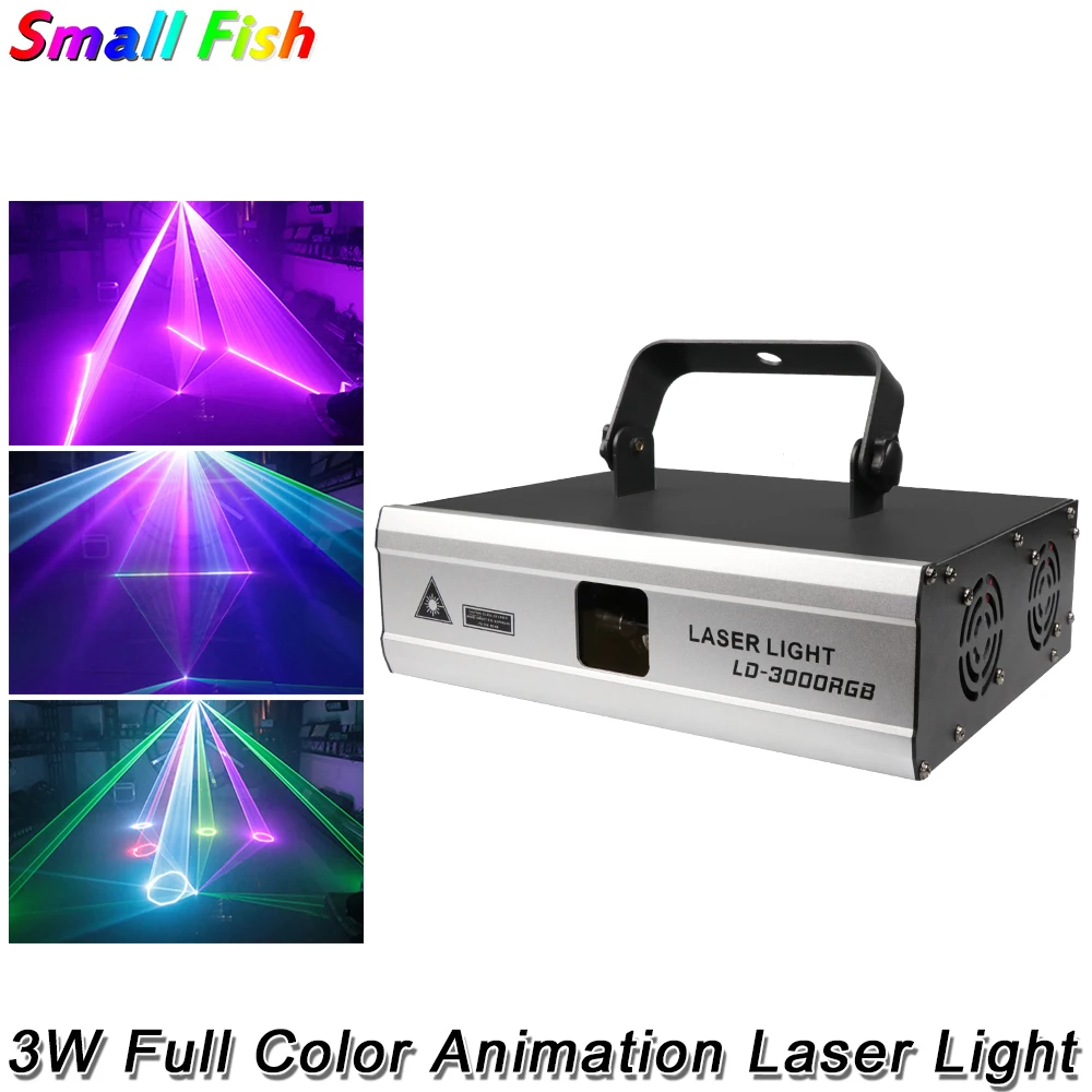 

Полноцветный анимационный лазерный светильник DMX512, 3 Вт, 20 КПС, сканирующие узоры для сценического шоу, лазерный проектор для диджея, дискот...