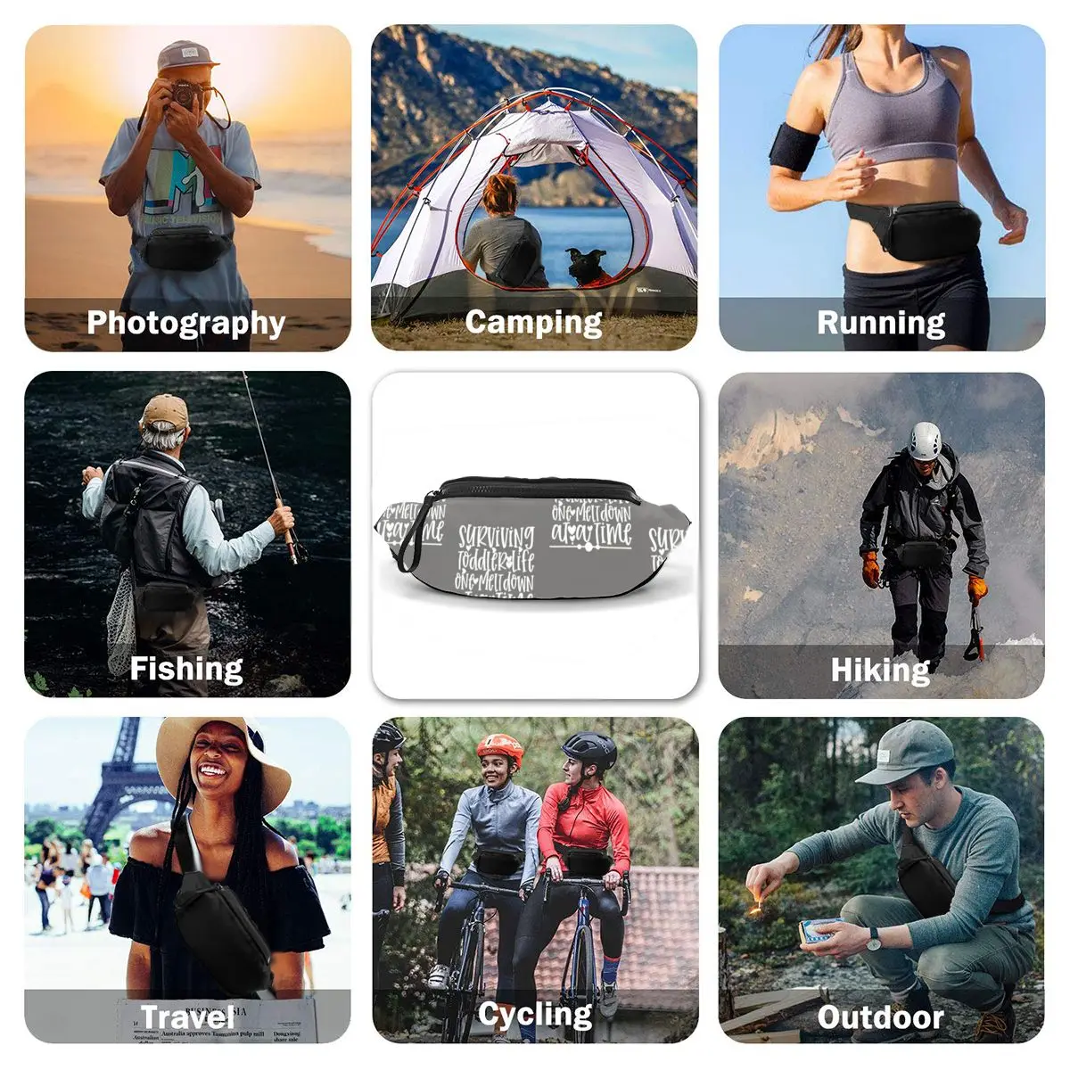 

Mom Waist Bag Climbing Women Waist Pack Polyester Print Bag
