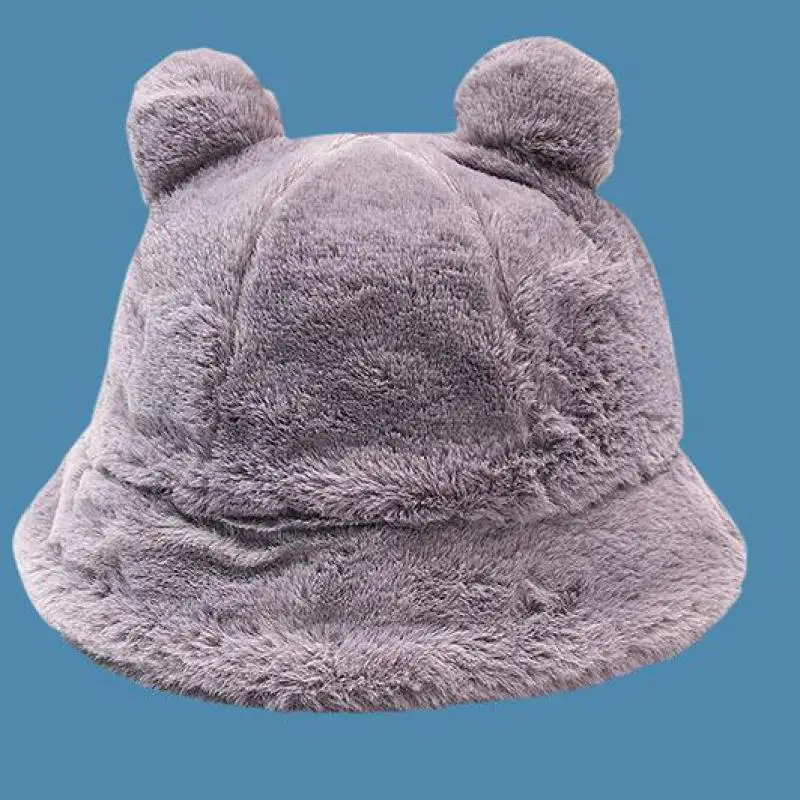

New Winter Hats For Women Cute Little Bear Ears Plush Fisherman's Hat For Children In Winter