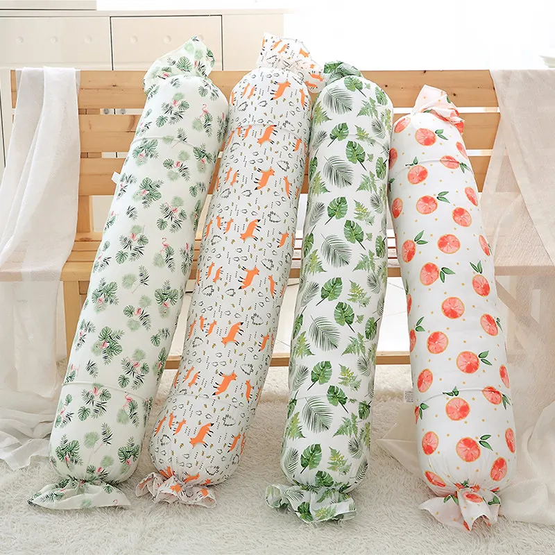 

130cm Long Candy Pillow Four Patterns Grapefruit/green Plant Fox Flamingos Cushion Removable Doll Kid Toy