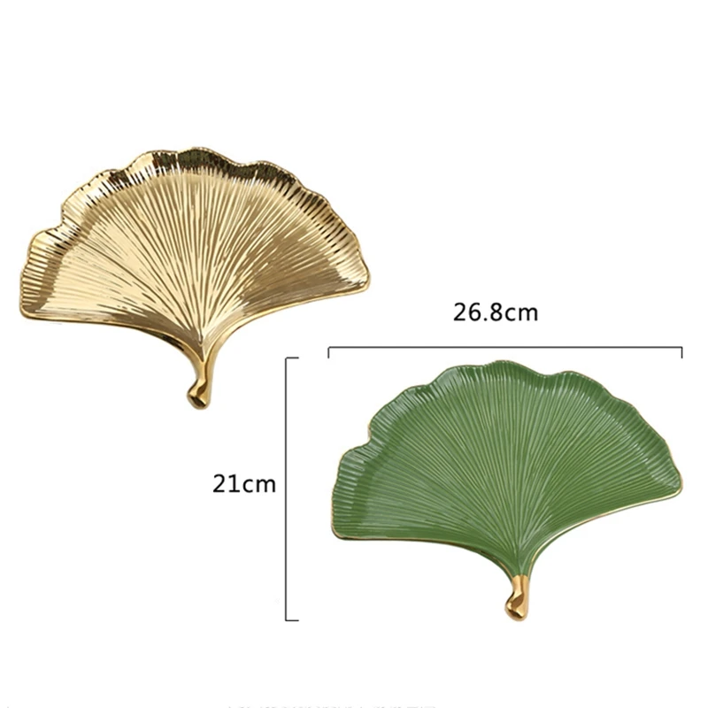 

Nordic Style Light Luxury Ginkgo Biloba Ceramic Jewelry Tray Makeup Tray Storage Tray Dessert Tray Decoration Set Tray