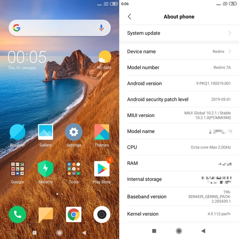 Xiaomi Redmi 7A смартфон с восьмиядерным процессором Snapdargon 439 ОЗУ 3 ГБ ПЗУ 32 5 45 дюйма 4000