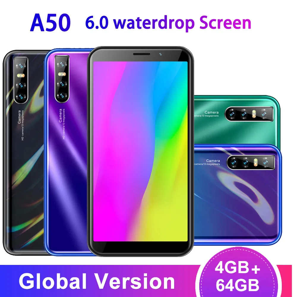 A50 смартфон с четырёхъядерным процессором ОЗУ 4 Гб ПЗУ 64 ГБ 13 МП android Wi Fi