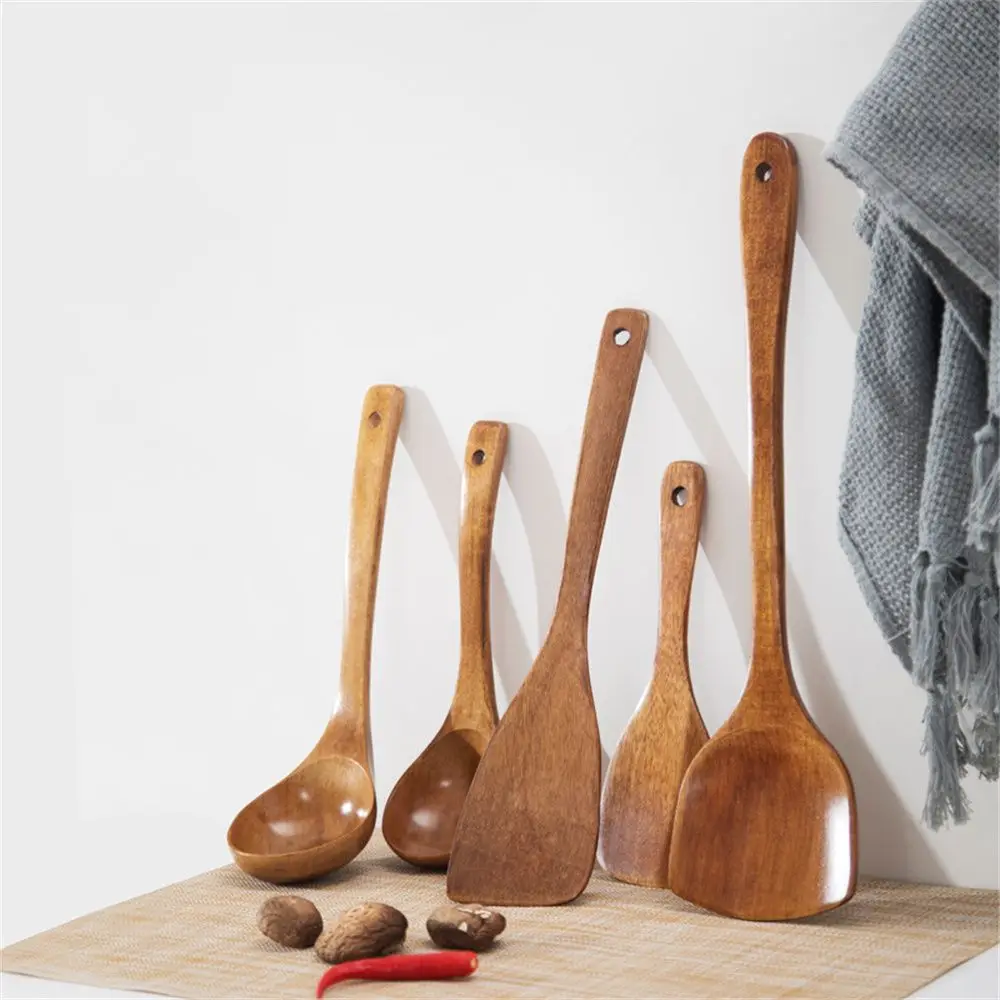 

Healthy High temperature resistance Wooden Accessories Mildew proof Utensil Set Spatula Tableware set Spoon