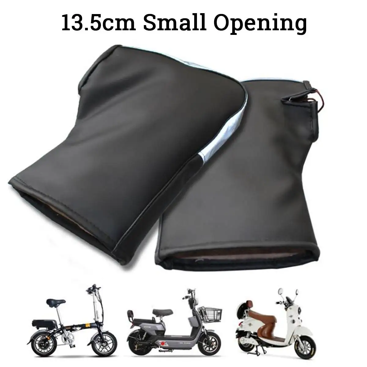black small open Мотоциклетные ручные рулевые перчатки из искусственной кожи зимние утепленные мотоциклетные ручка скутера Grip Muffs водонепроницаемые ветрозащитные - Цвет: black small open