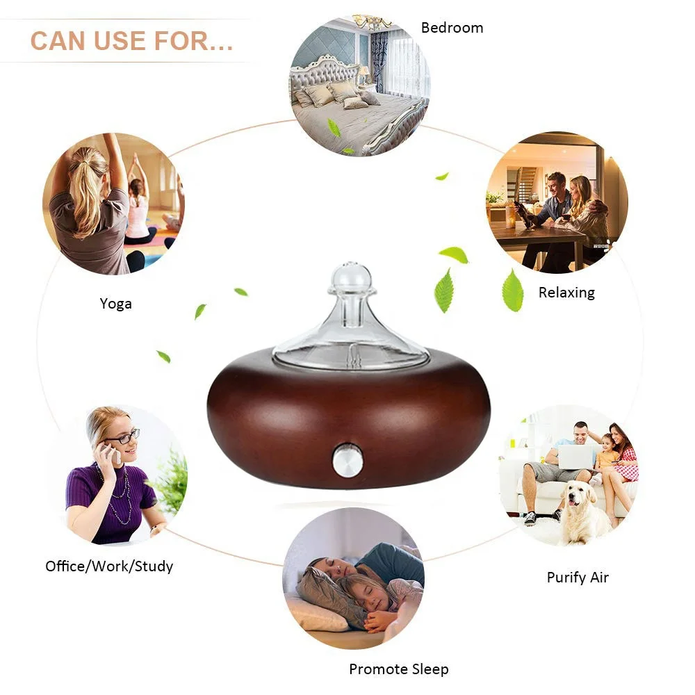

Professional Wood And Glass Aromatherapy Diffuser Waterless Essential Oil Nebulizer for Premium Home SPA Use Oils
