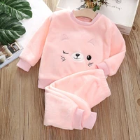 plush childrens clothing set autumn and winter printed cotton pajamas cute and cute clothes for men and women