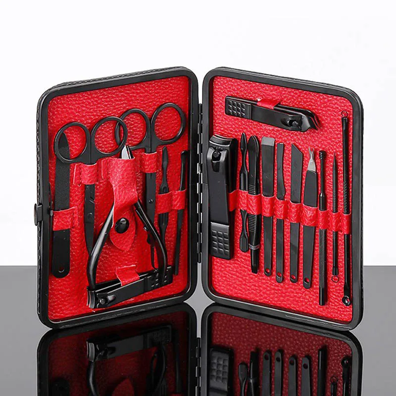 18 шт. набор кусачек для ногтей с чехол хранения из нержавеющей стали маникюрный