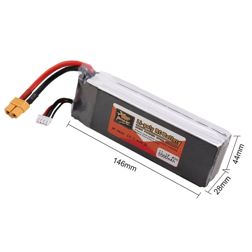 

2PCS ZOP Power 11.1V 4500mAh/5500mAh 45C 3S 1P Lipo Battery XT60 Plug Rechargeable for RC Drone Quadcopter Helicopter Car Boat