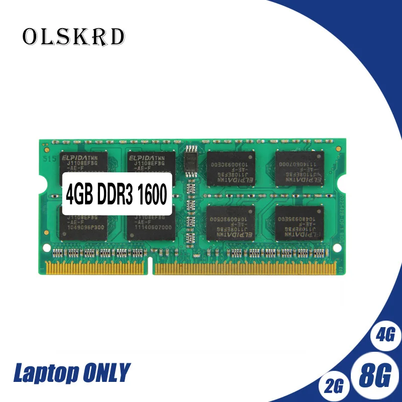 Olskrd память оперативная ddr 3 2 ГБ 4 8 2G 4G PC3 DDR3 1333 Гц 1600 МГц sodimm ram 204pin 1 35 V 10600 ECC ноутбука