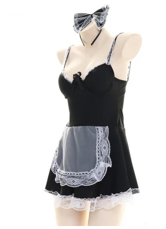 Женский костюм горничной на бретельках одежда для сна девочек кружевная